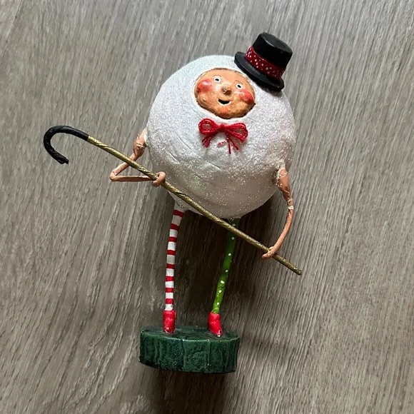 Whimsical Lori C. Mitchell Holiday Snowman with Red and Green Stripes - Picture 1 of 13